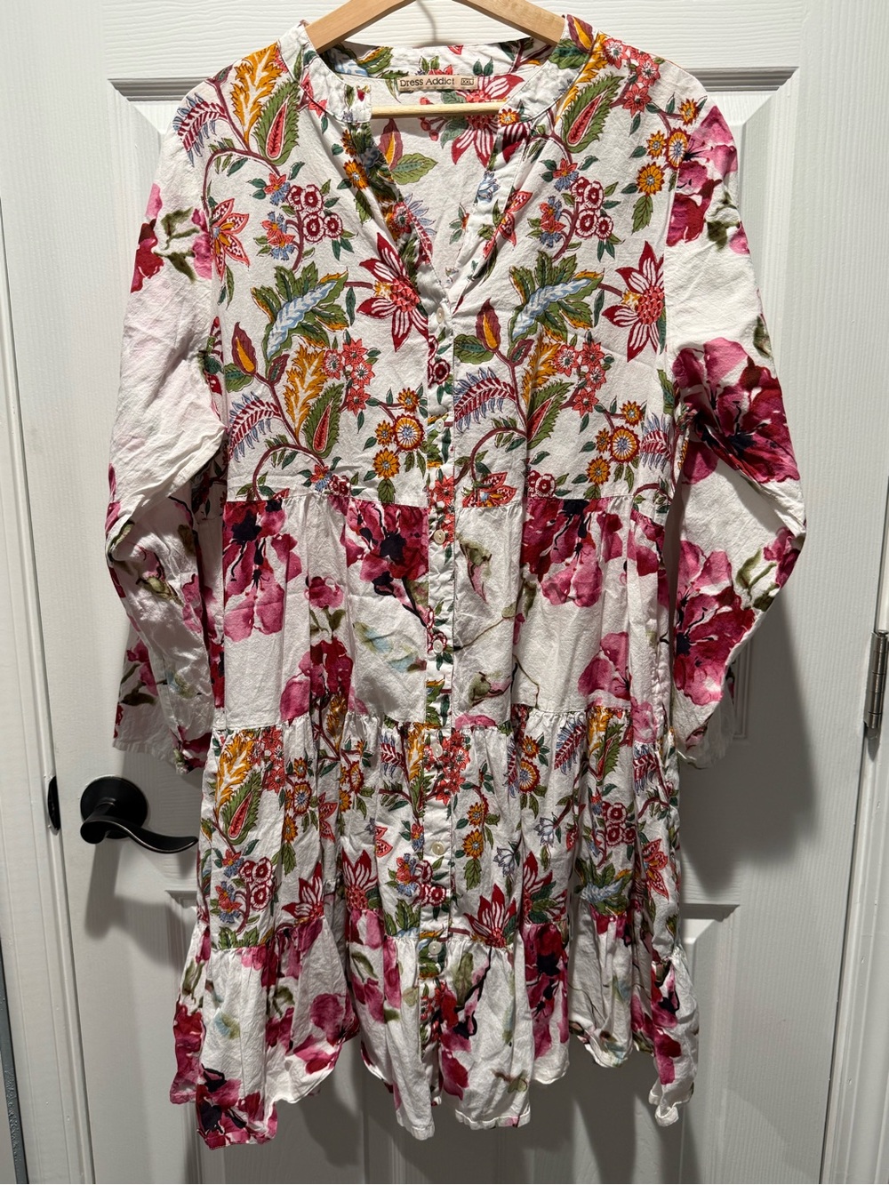 Dress Addict Plus Size Floral Tiered Mini Dress in Pink - Picture 2 of 3